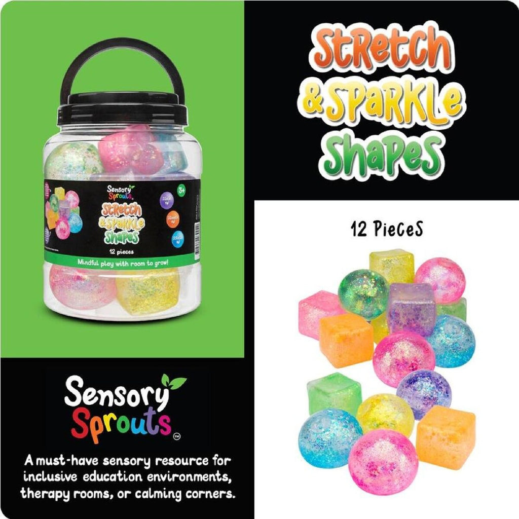 Sensory Sprouts - Stretch & Sparkle Shapes Jar - Set of 12
