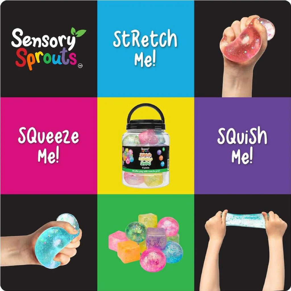 Sensory Sprouts - Stretch & Sparkle Shapes Jar - Set of 12