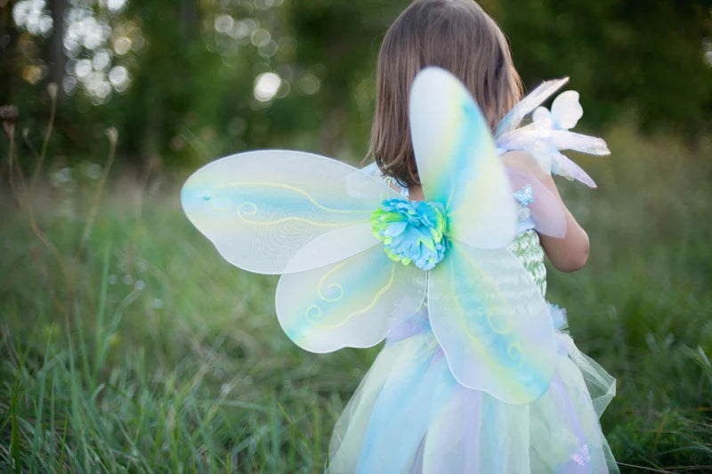 Great Pretenders - Green Butterfly Dress & Wings with Wand - Size 5-6