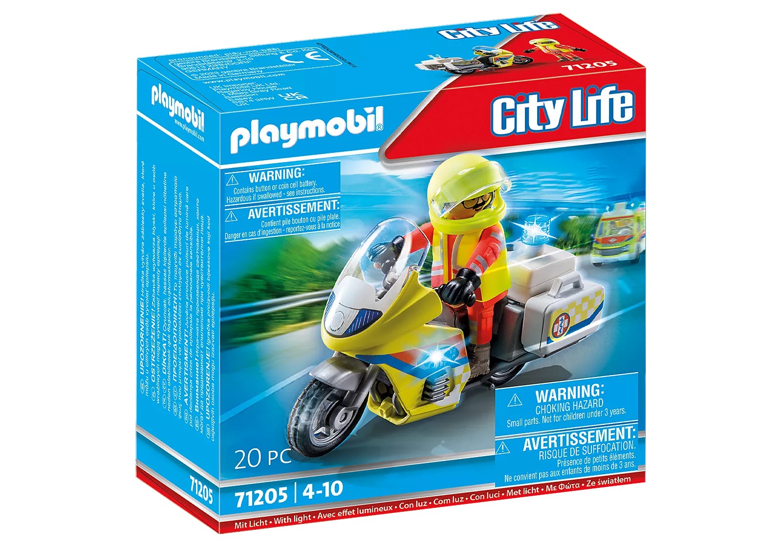 Playmobil - Emergency Motorbike with Flashing Lights 71205