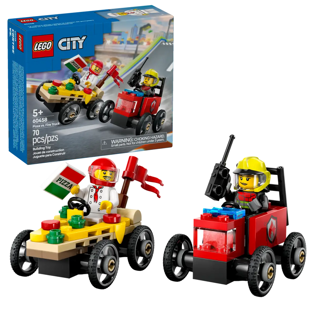 LEGO - City Pizza vs. Fire Truck Race Car Pack 60458