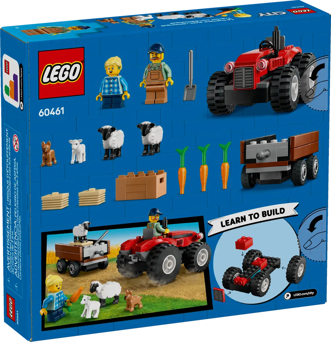 LEGO - City Red Farm Tractor with Trailer & sheep 60461
