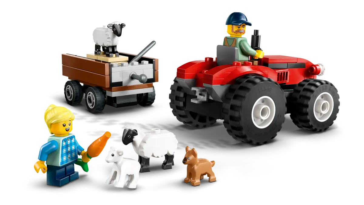 LEGO - City Red Farm Tractor with Trailer & sheep 60461