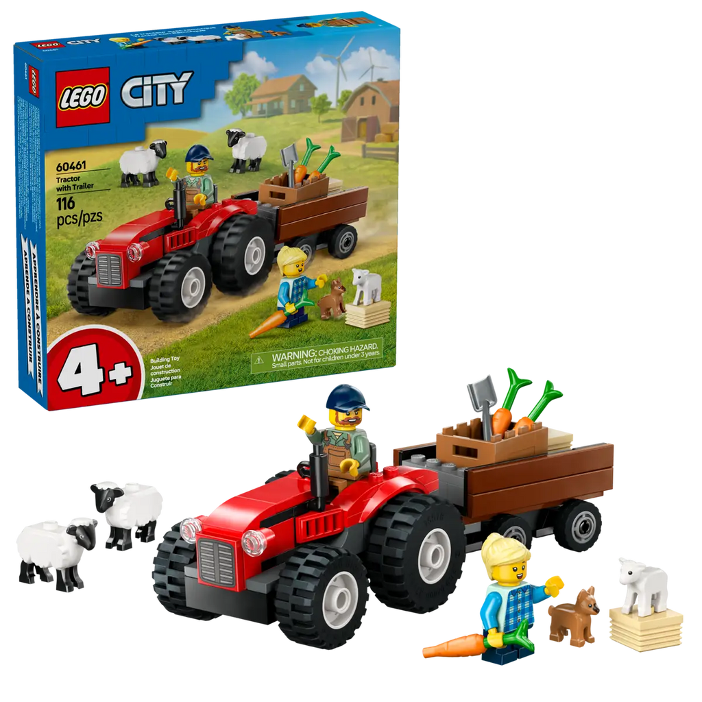 LEGO - City Red Farm Tractor with Trailer & sheep 60461
