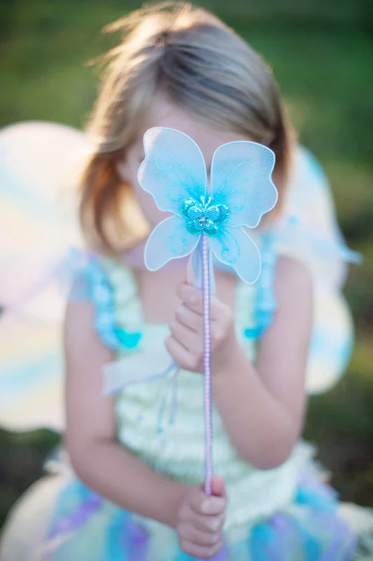 Great Pretenders - Green Butterfly Dress & Wings with Wand - Size 5-6