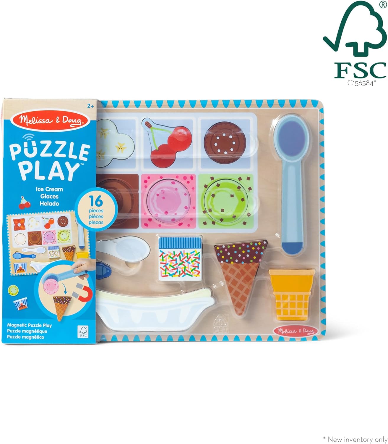 Melissa & Doug - Wooden Ice Cream Magnetic Puzzle Play