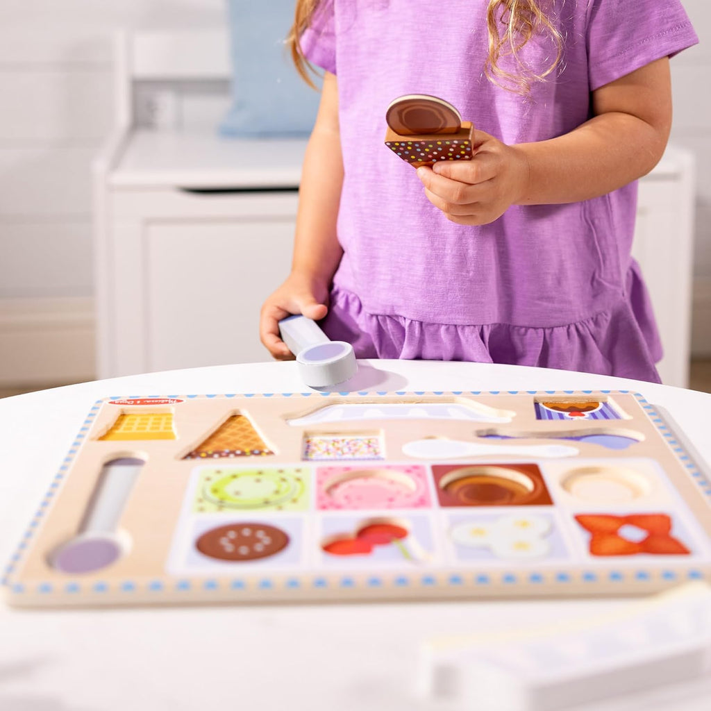 Melissa & Doug - Wooden Ice Cream Magnetic Puzzle Play