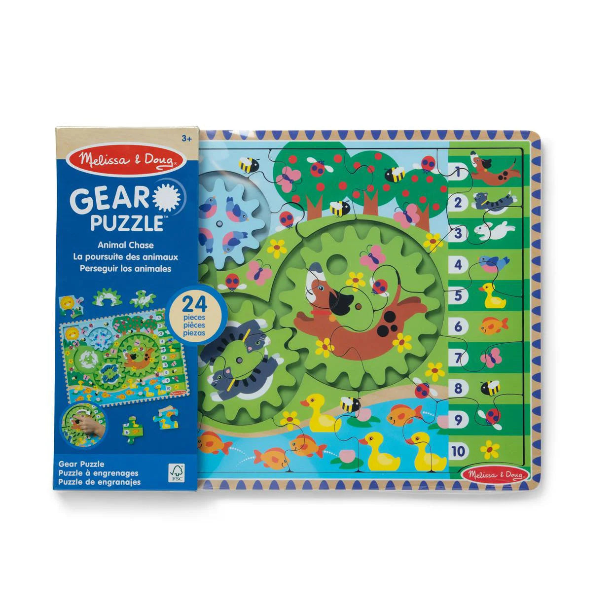 Melissa & Doug - Wooden Animal Chase Gear Puzzle