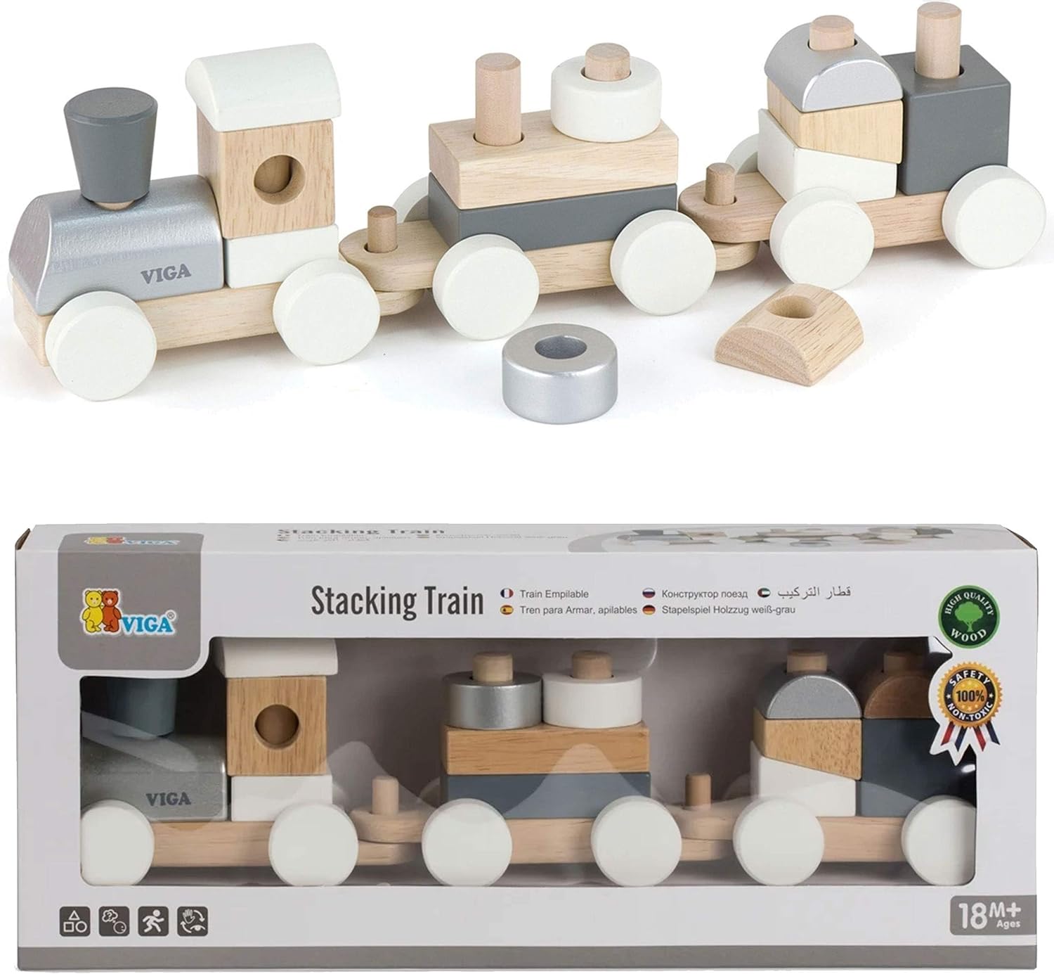VIGA - Scandinavian Wooden Stacking Train