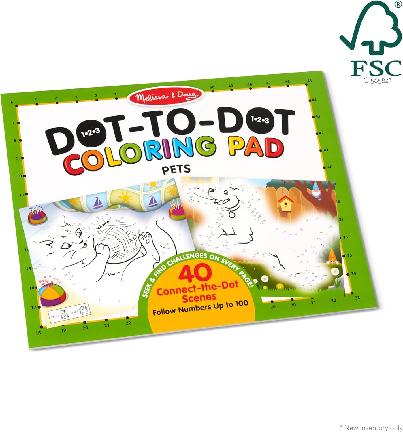 Melissa & Doug - 123 Dot-to-Dot Coloring Pad - Pets