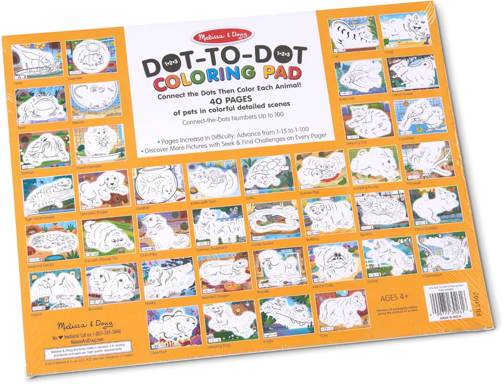 Melissa & Doug - 123 Dot-to-Dot Coloring Pad - Pets