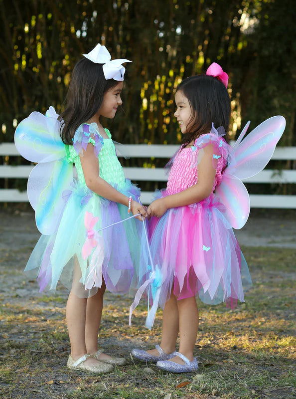 Great Pretenders - Green Butterfly Dress & Wings with Wand - Size 5-6