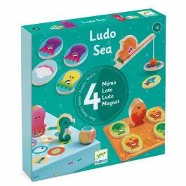 Djeco - Ludo Sea 4-in-1 Wooden Game