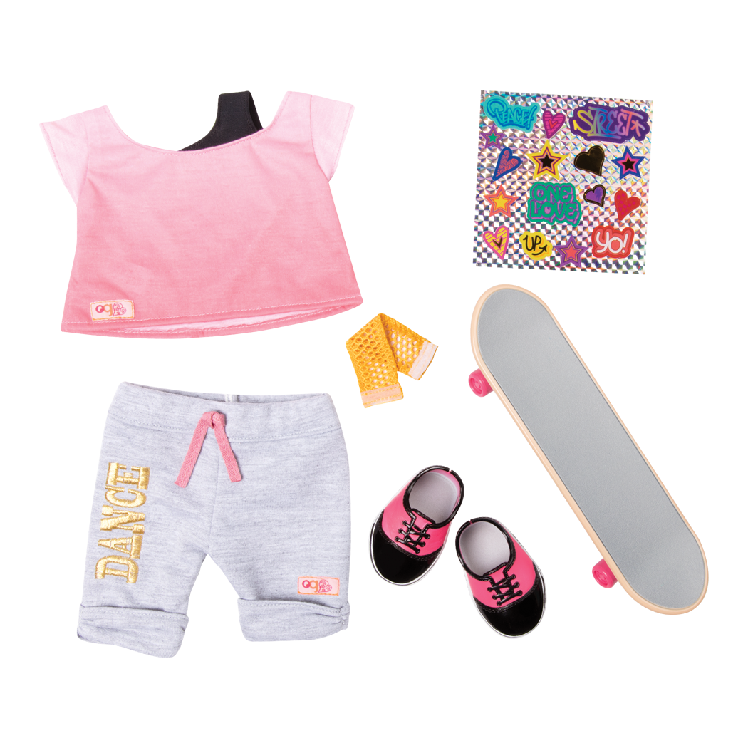 OG Fly Urban Skateboard Outfit for 18-inch Dolls