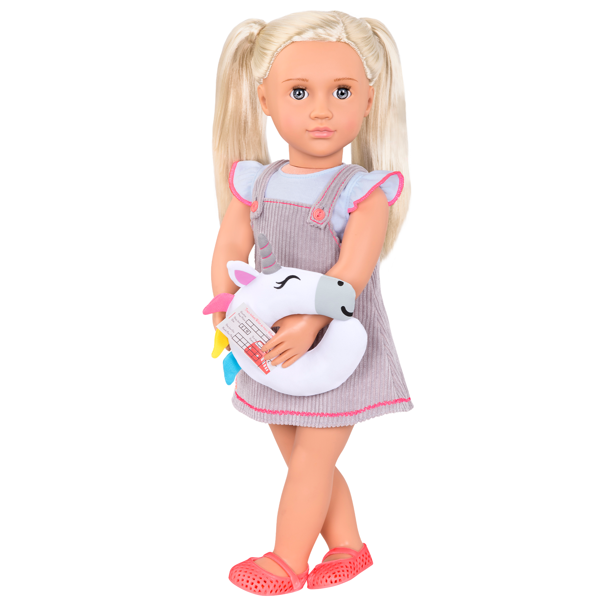 Outfit and unicorn travel pillow for 18-inch doll