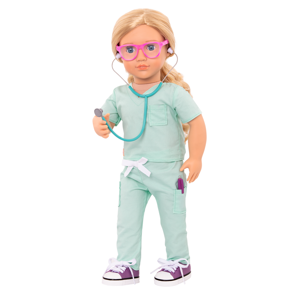 Surgeon scrubs and accessories for 18-inch doll