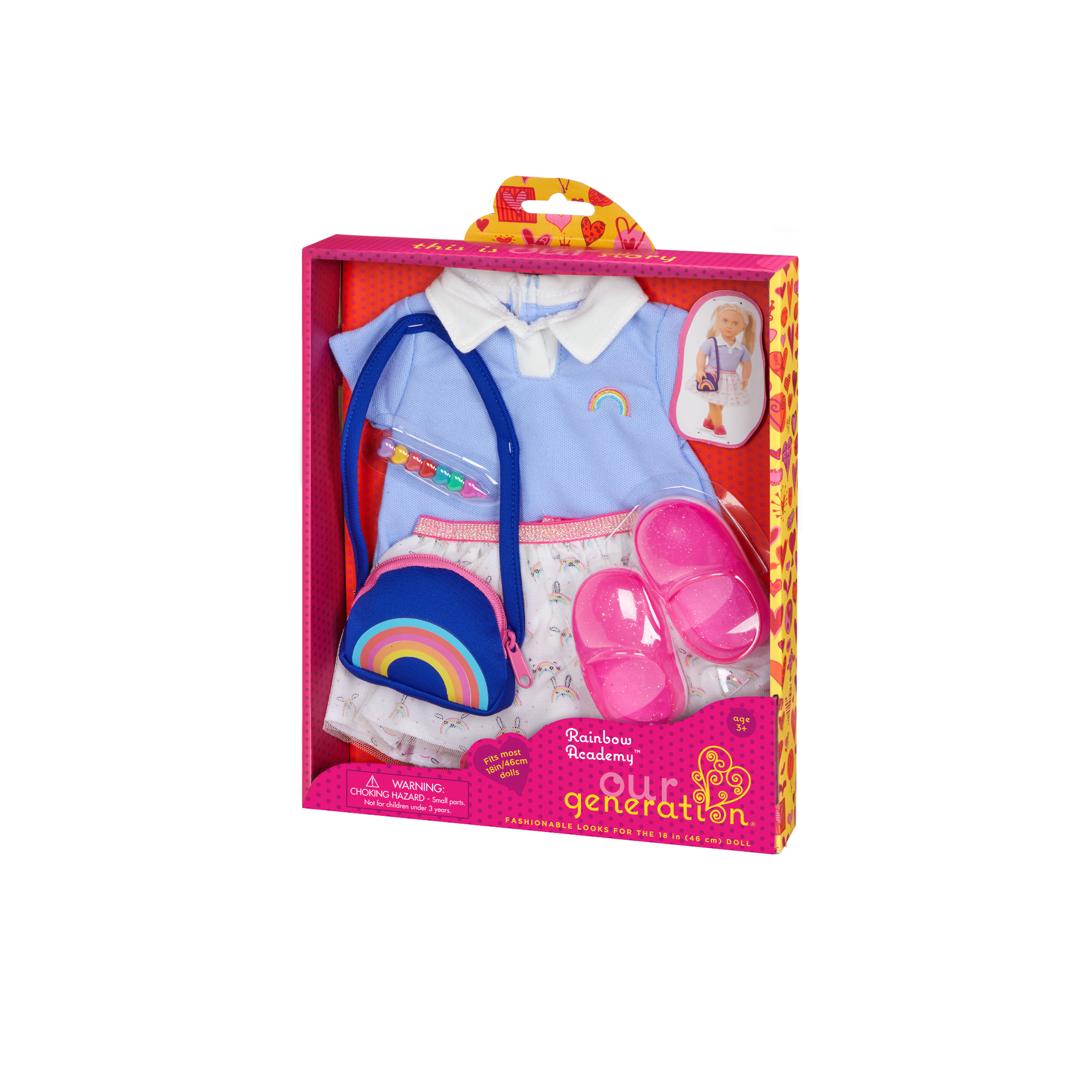 Rainbow Academy School Outfit Purse for 18-inch Dolls