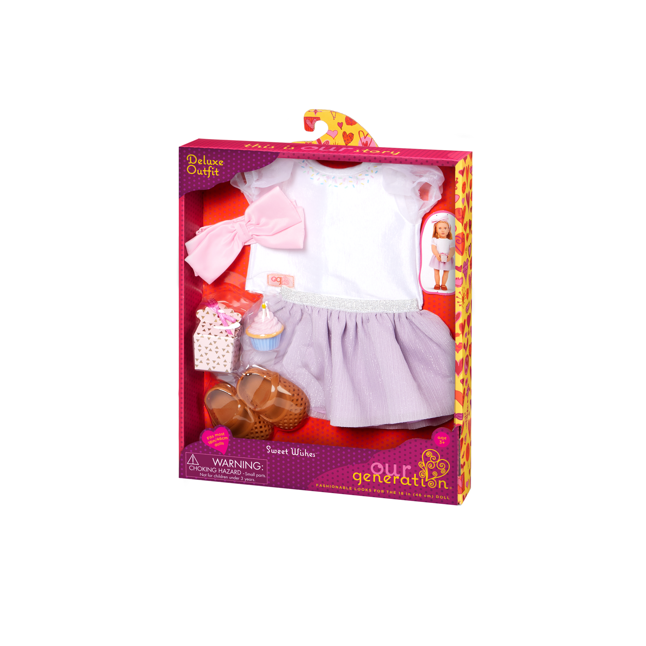 Package of Sweet Wishes outfits and accessories for 18-inch dolls