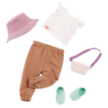 Our Generation white shirt and brown pants summer outfit for 18 inch dolls