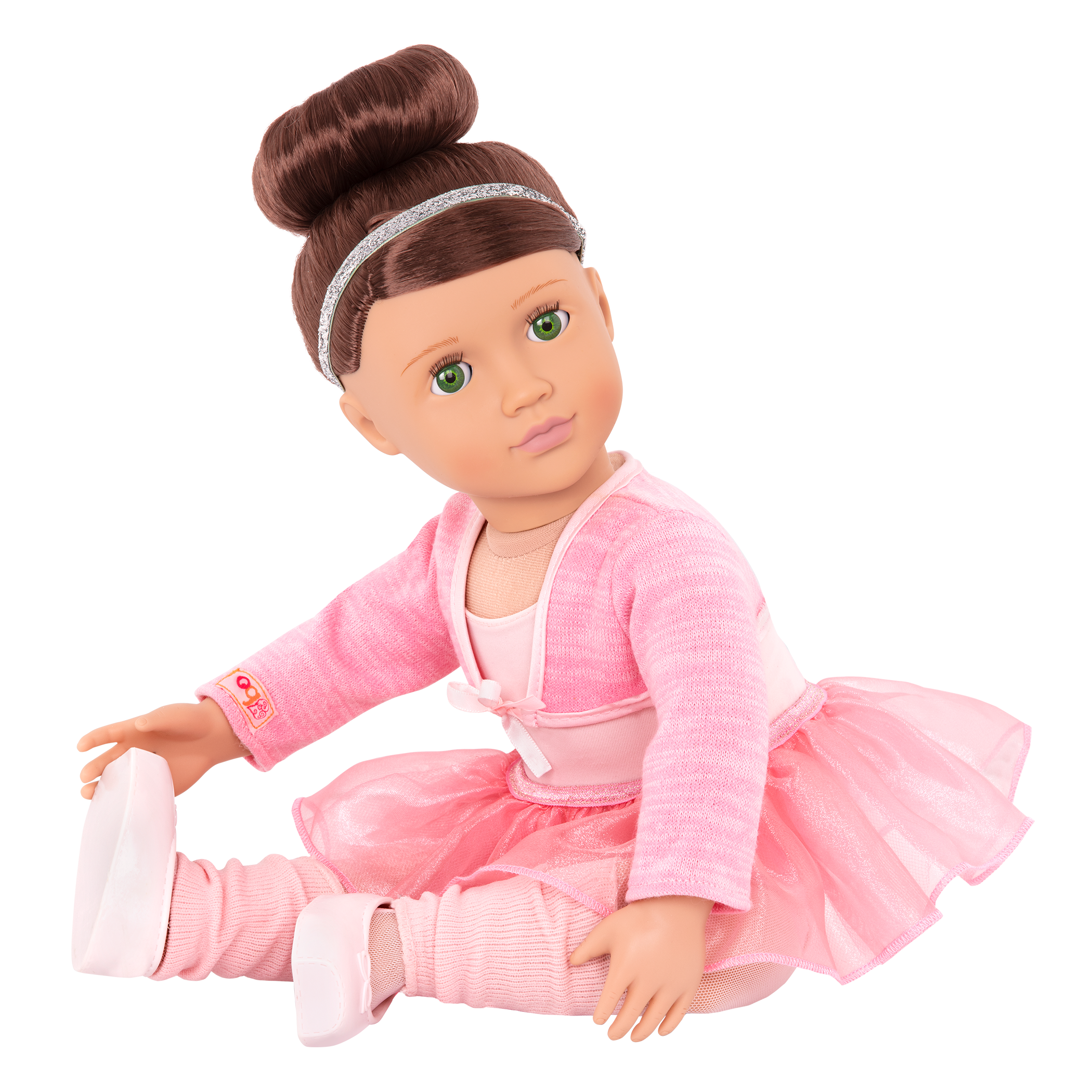 18-inch doll with brown hair, green eyes, ballerina accessories and storybook