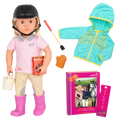 18-inch doll with blonde hair, light brown eyes, equestrian accessories and storybook