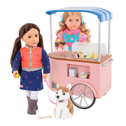 18-inch doll with ice cream cart playset