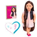 18-inch doll with brown hair, brown eyes and extensions