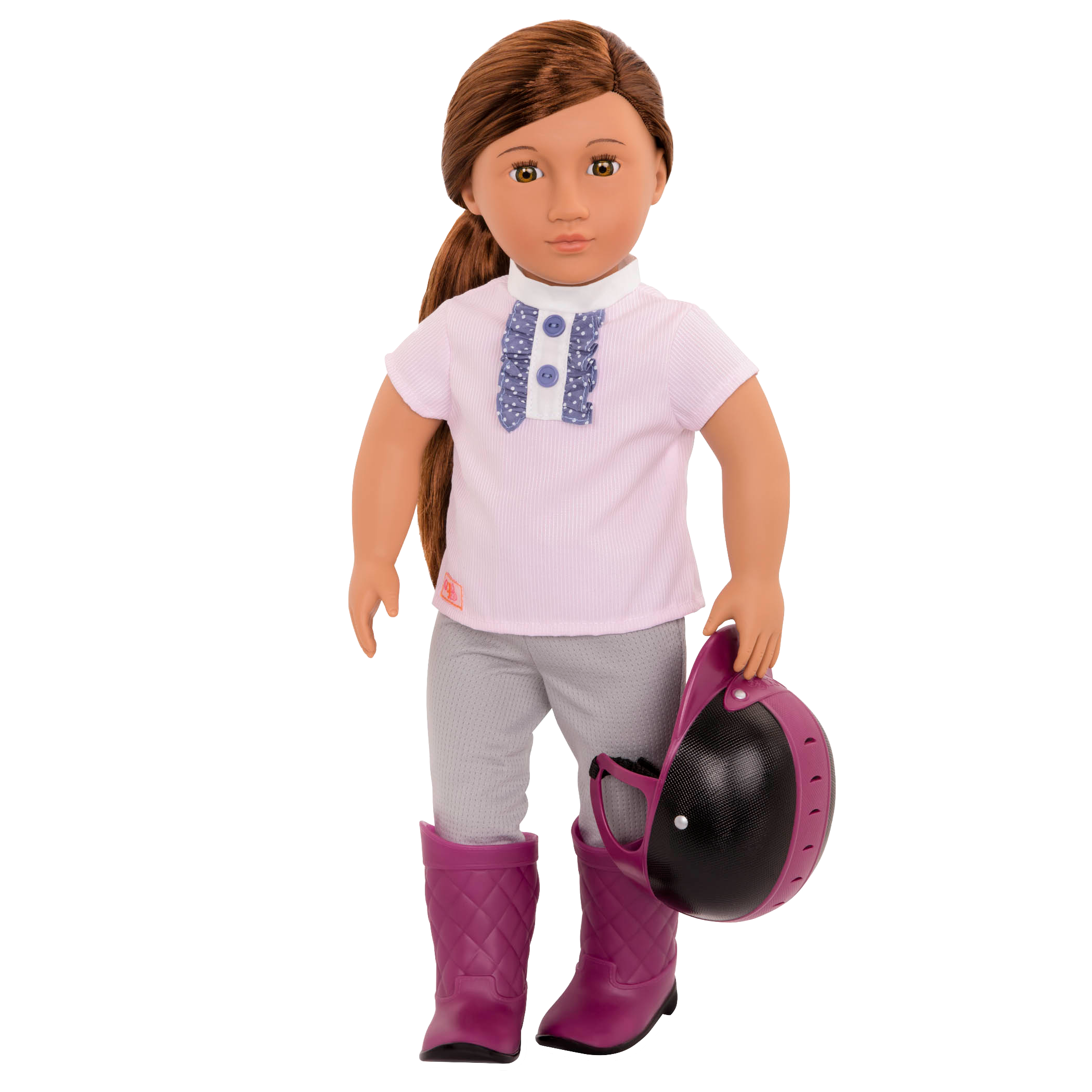 18-inch equestrian doll with reddish-brown hair and hazel eyes