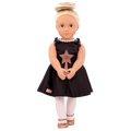 18-inch actress doll with blonde hair and hazel eyes holding award
