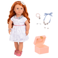 18-inch doll with red hair, blue eyes, jewelry and box