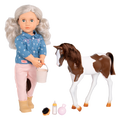 18-inch doll with silver hair, green eyes, horse accessories and toy foal