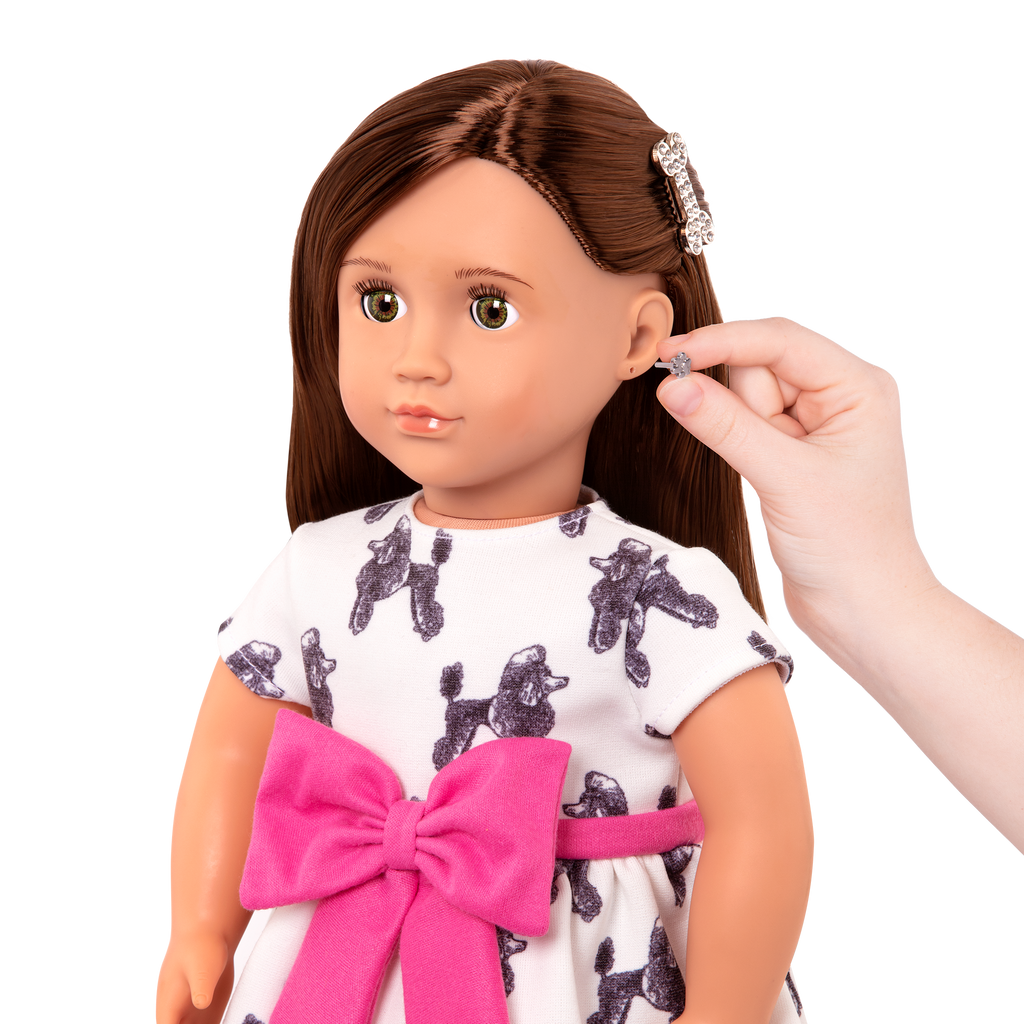 Our Generation Nancy jewelry girl 18-inch Doll brown haired and green eyed doll fashion accessory