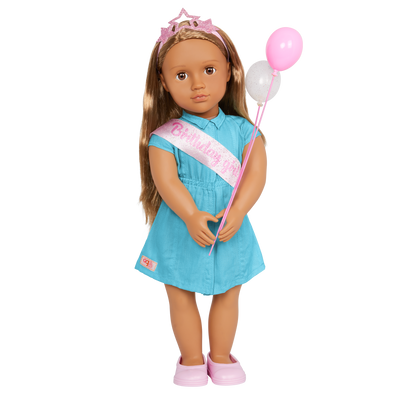 Our Generation Anita birthday girl 18-inch Doll brown haired and brown eyed doll for anniversary occasion
