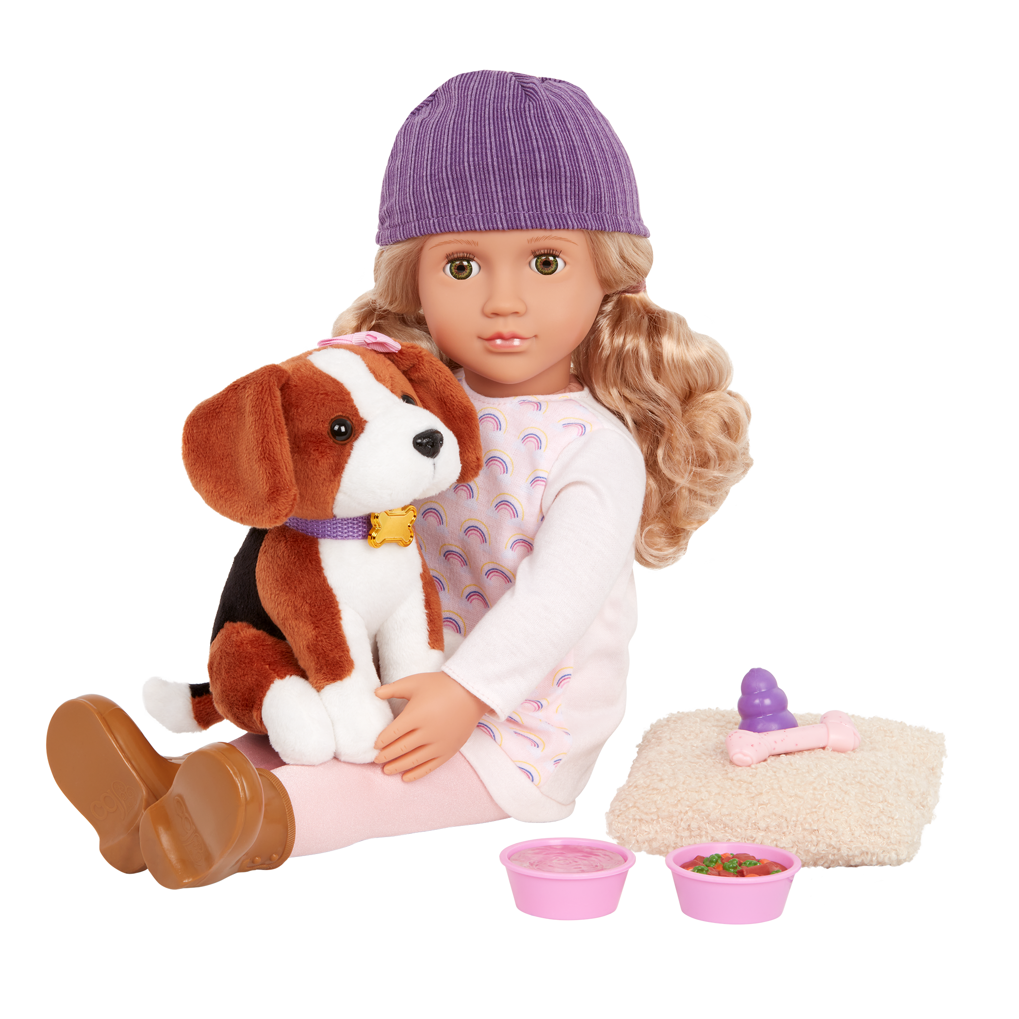 Our Generation 18-inch Doll Ember & Pet Dog Plush Elsie