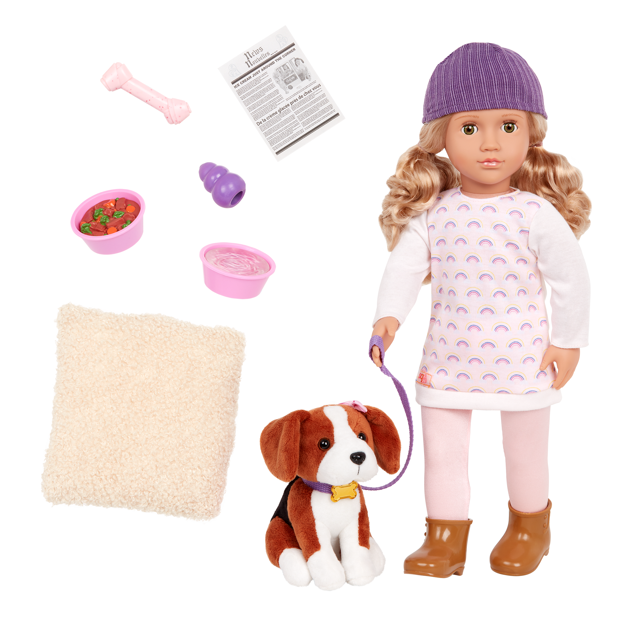 Our Generation 18-inch Doll Ember & Pet Dog Plush Elsie