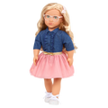 18-inch Doll with Denim-Style Top & Pink Skirt