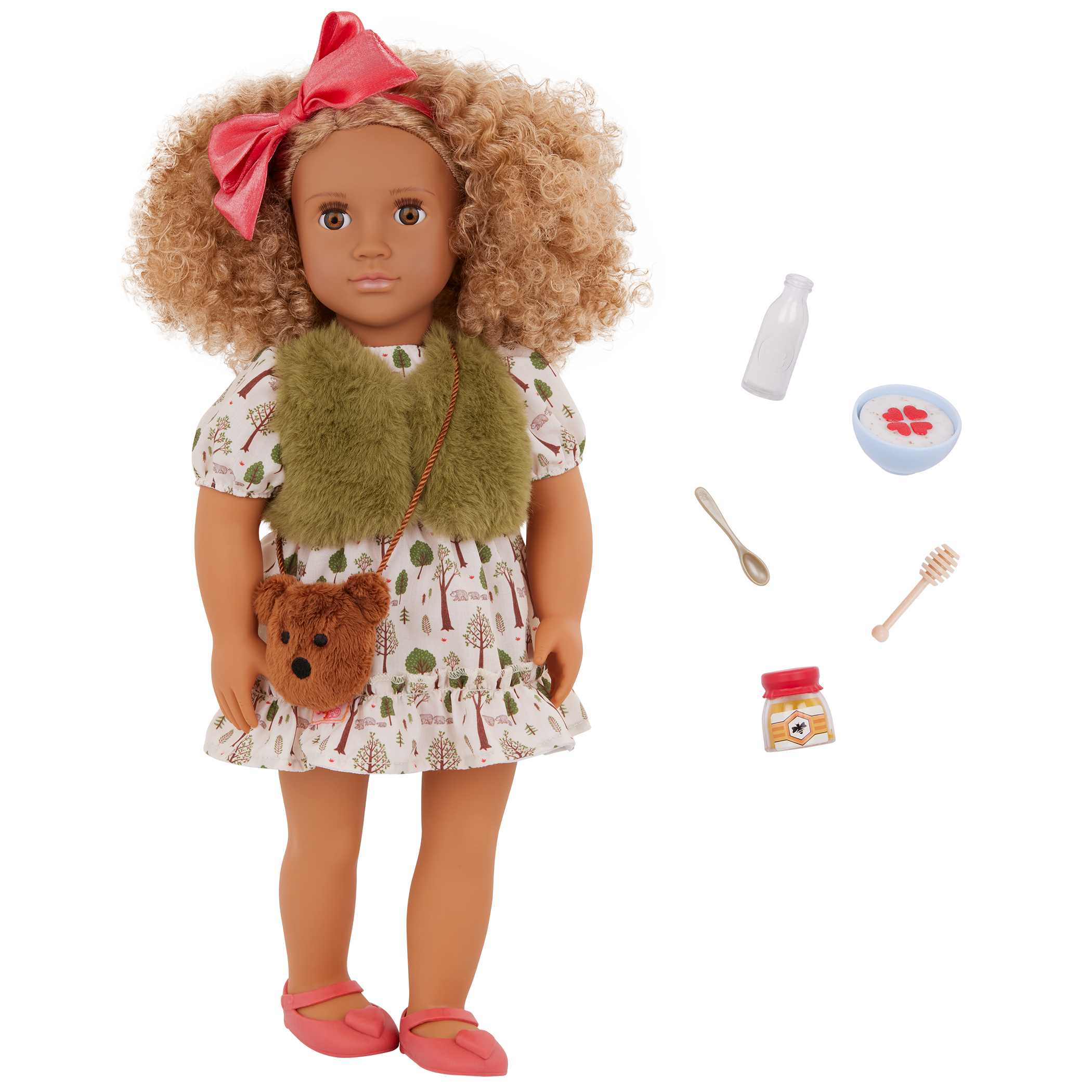 Our Generation Addison 18-inch Doll curly blonde haired and hazel eyed doll with outdoor accessories
