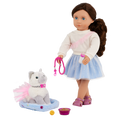 Our Generation 18" Doll Mindy, her Pet Cat Pepper and cat accessories