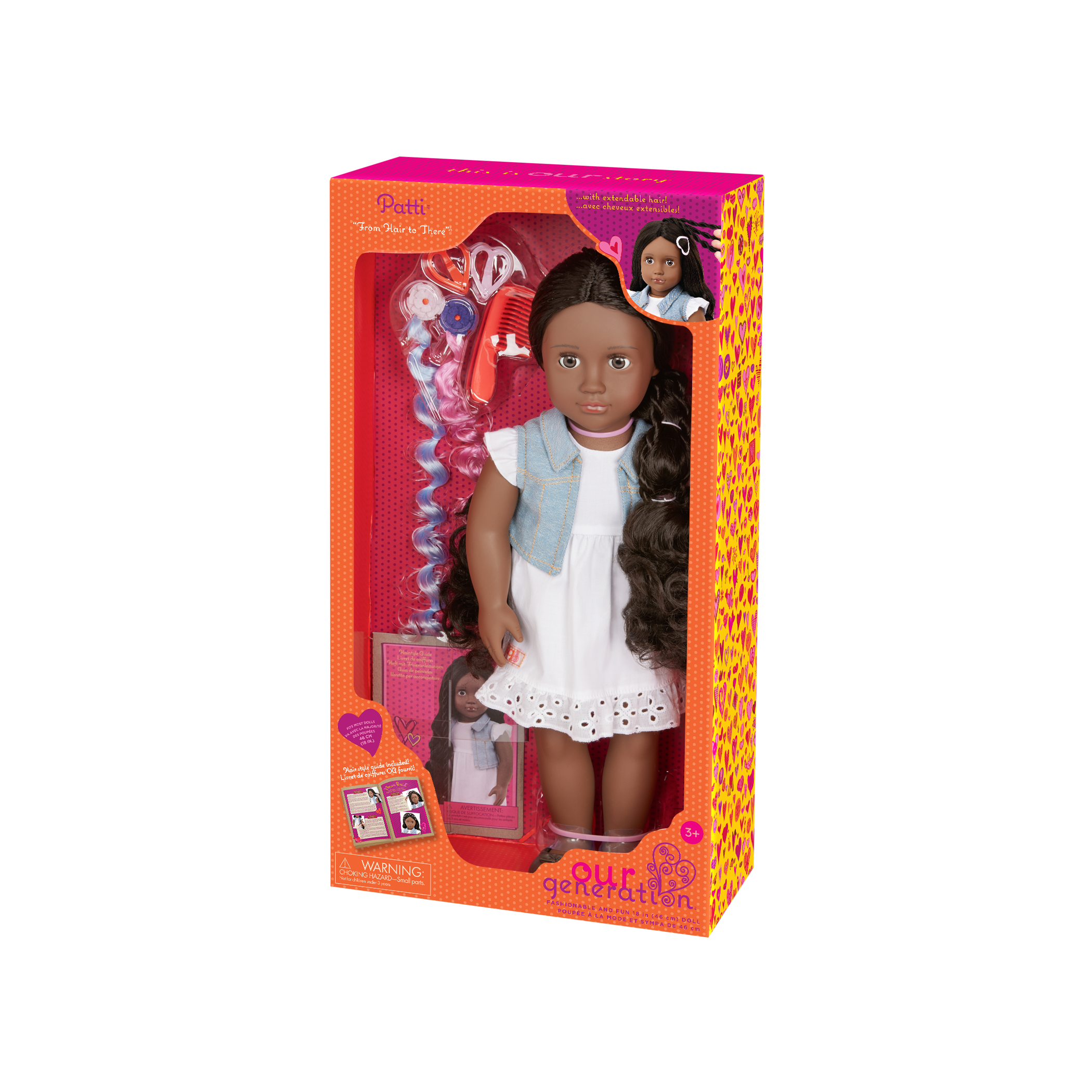 Our Generation Hair Play 18-inch Doll Patti with Hair Accessories and a booklet of hair styles