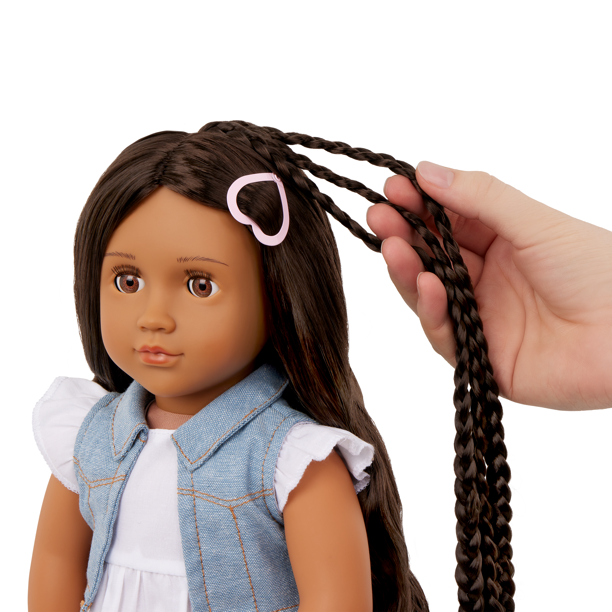 Our Generation Perla a 18 inch doll with brown hair and brown eyes hairstyle fashion playset