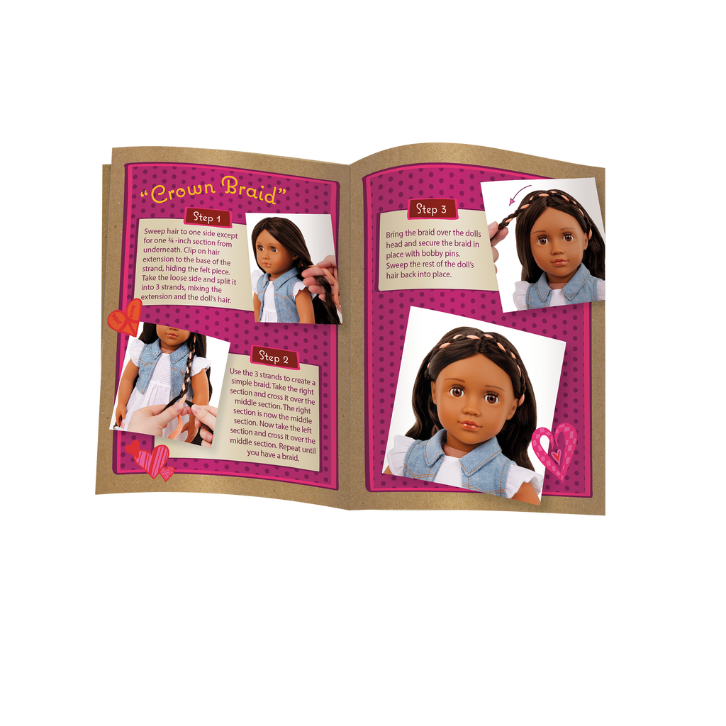 Our Generation Perla a 18 inch doll with brown hair and brown eyes hairstyle fashion playset