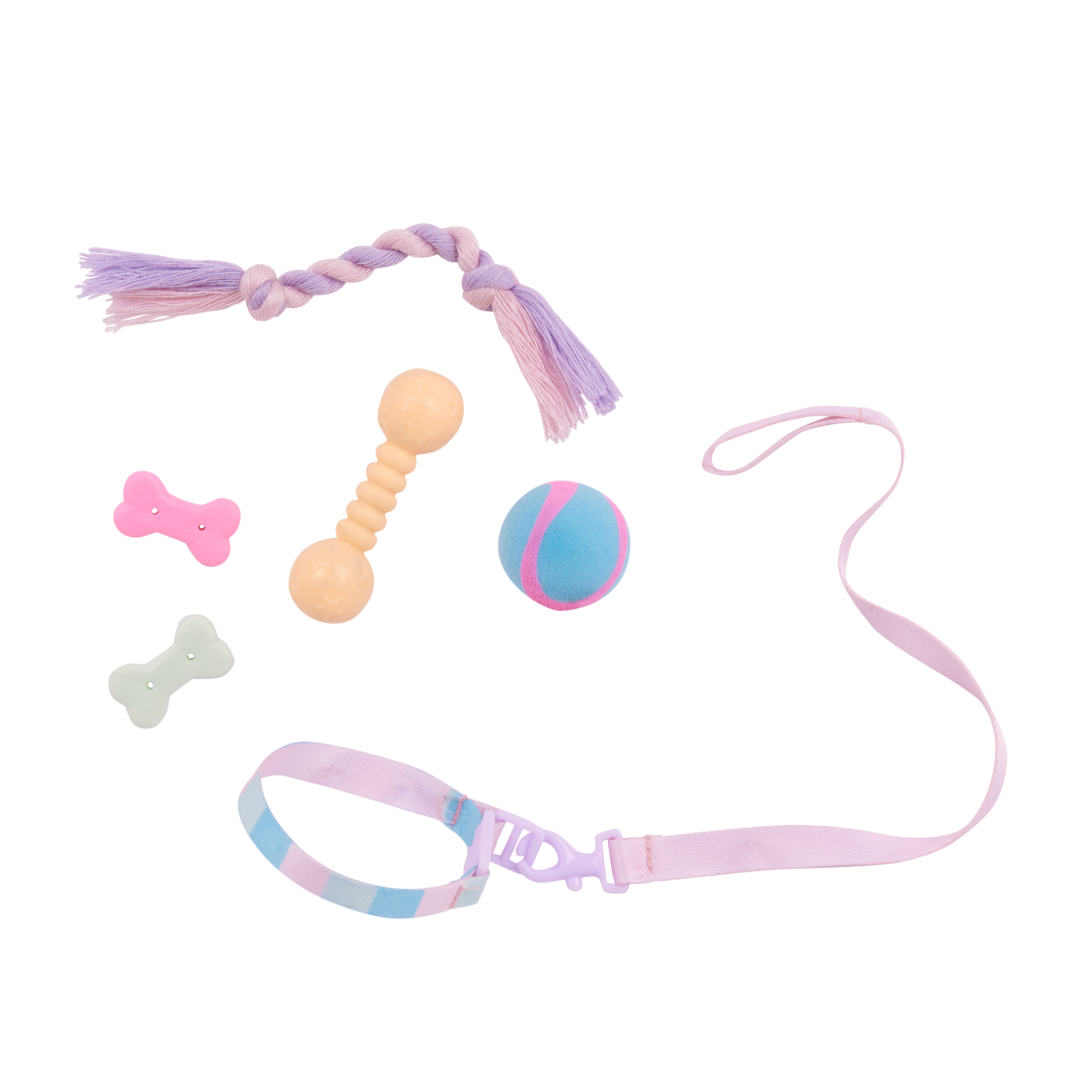 Our Generation Skylar & Bow playset with a 6 inch white pup and 18 inch doll with brown hair and violet eyes