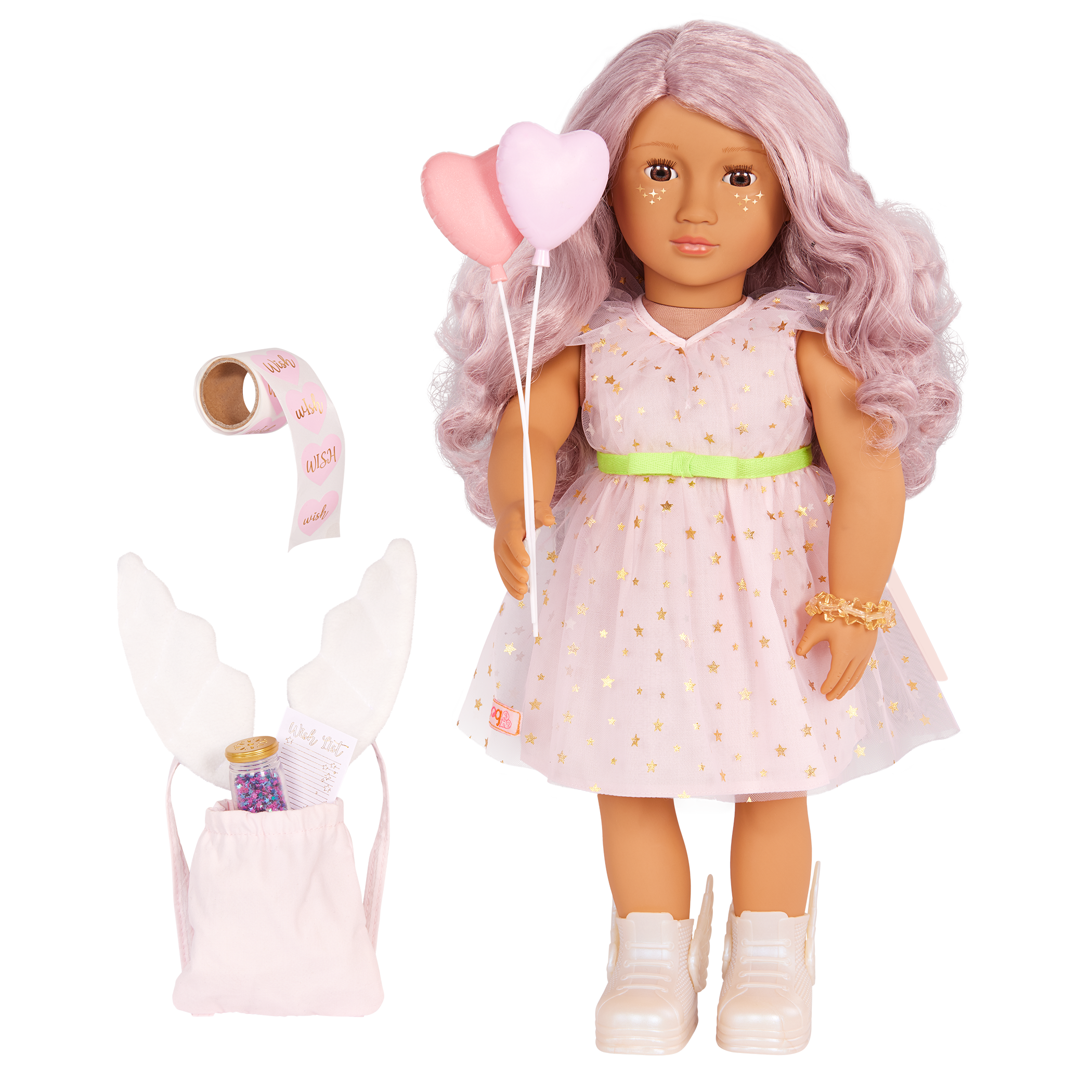Our Generation Wishes 18-inch doll with pink hair and brown eyes