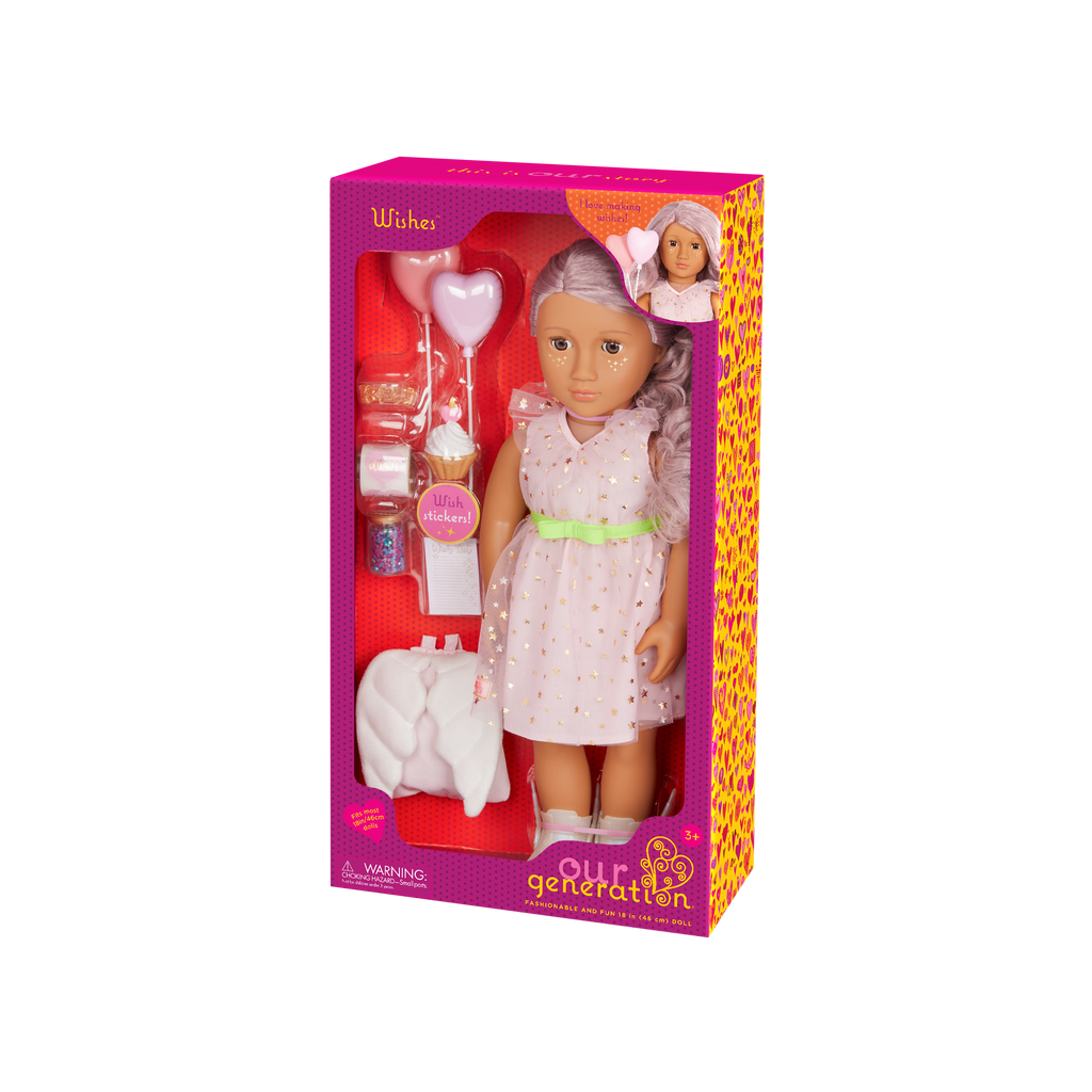 Our Generation Wishes 18-inch doll with pink hair and brown eyes