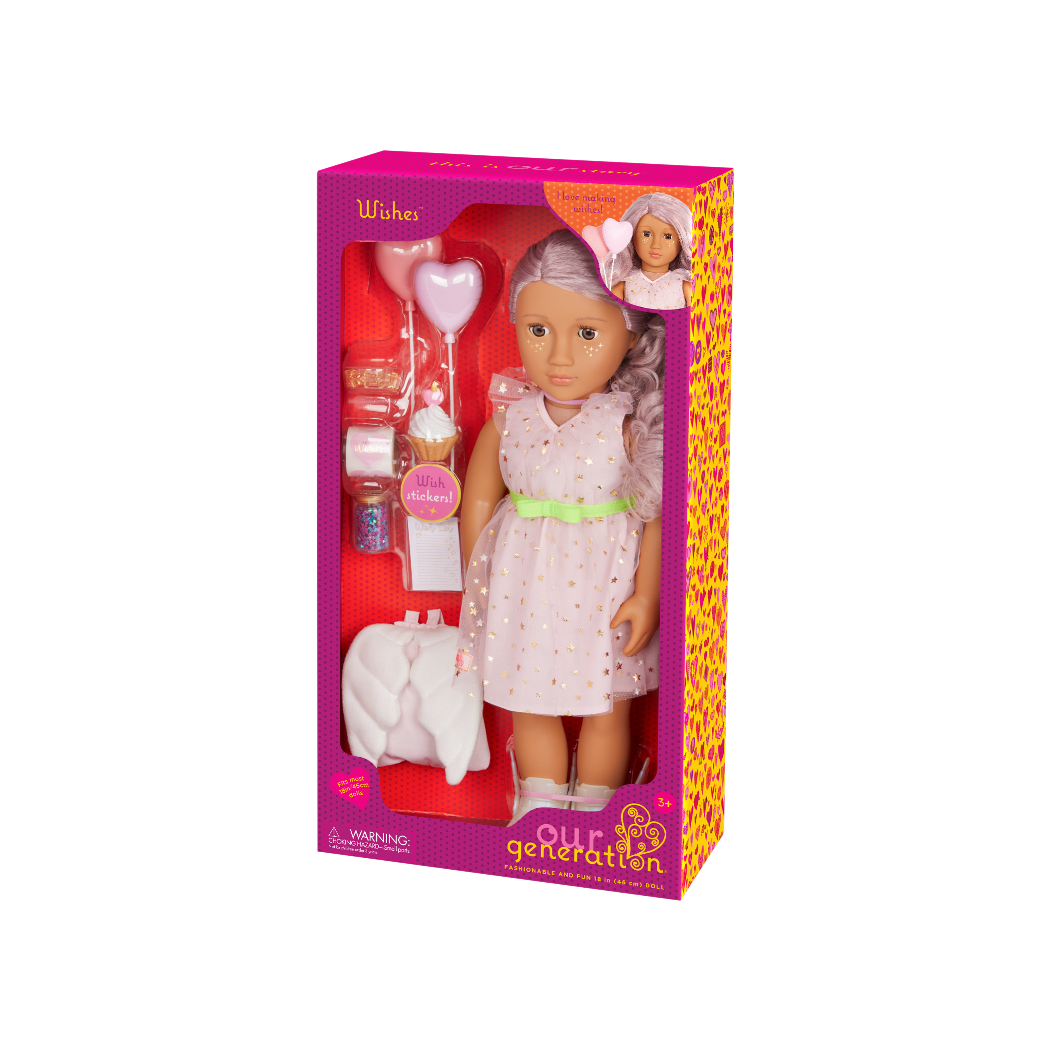 Our Generation Wishes 18-inch doll with pink hair and brown eyes