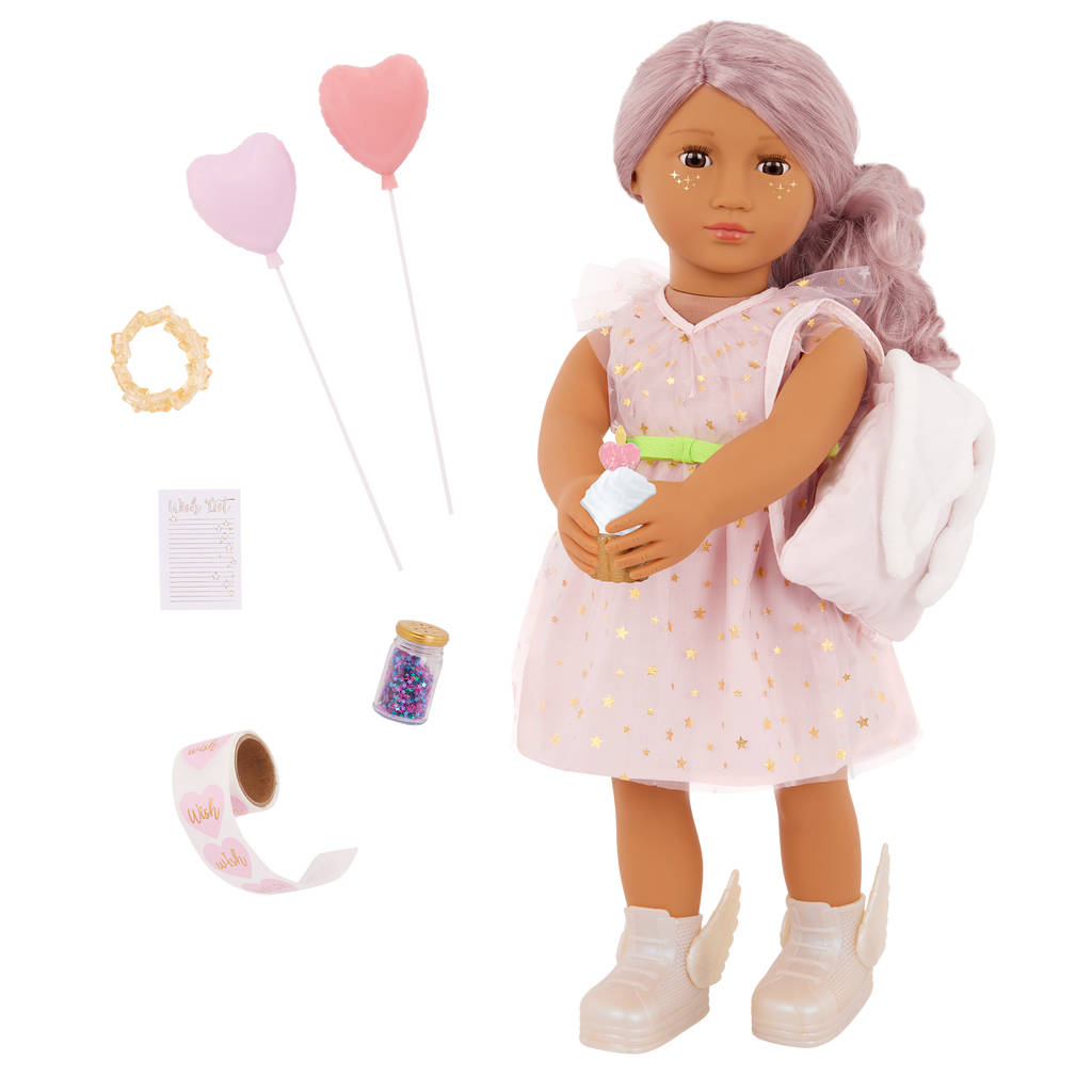 Our Generation Wishes 18-inch doll with pink hair and brown eyes
