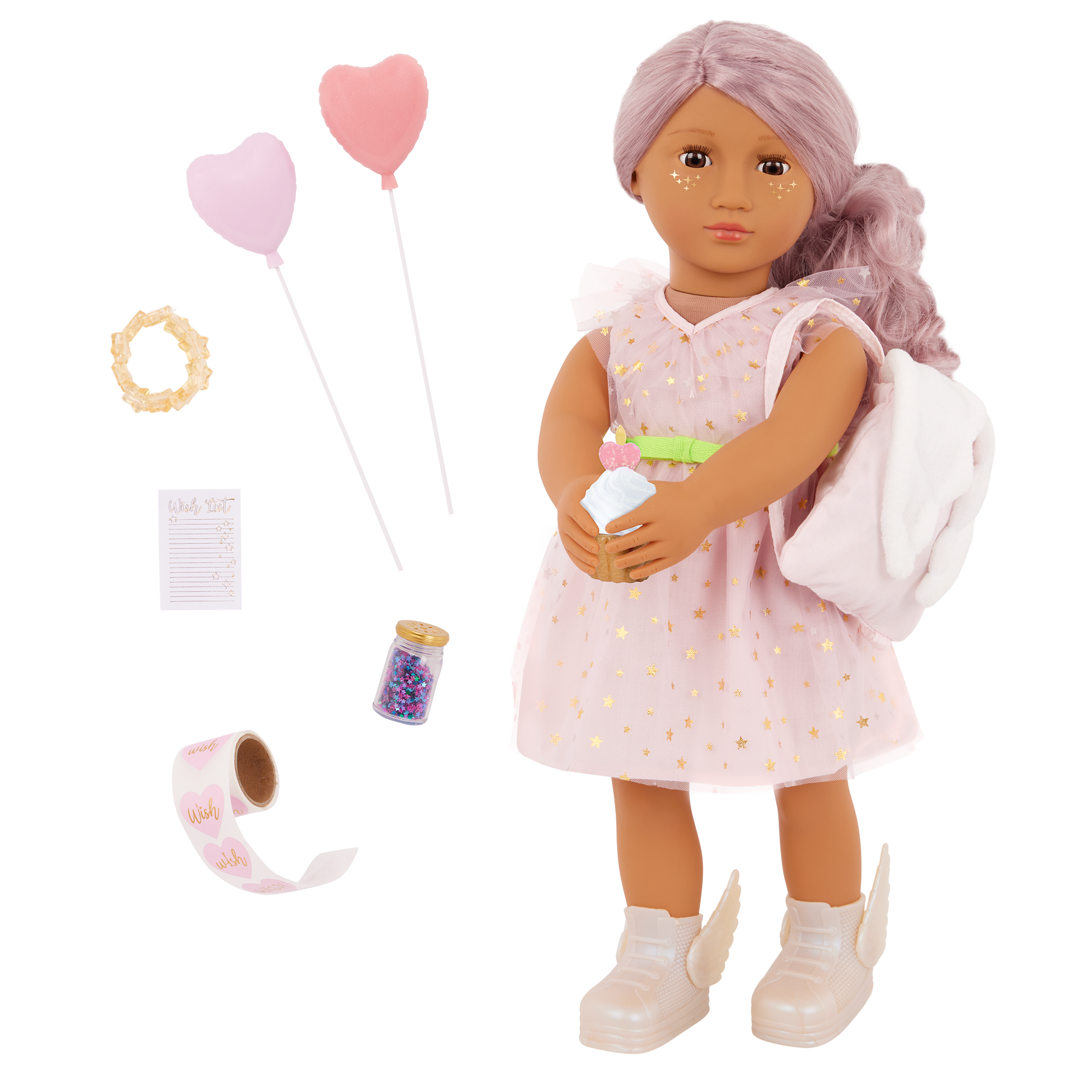 Our Generation Wishes 18-inch doll with pink hair and brown eyes