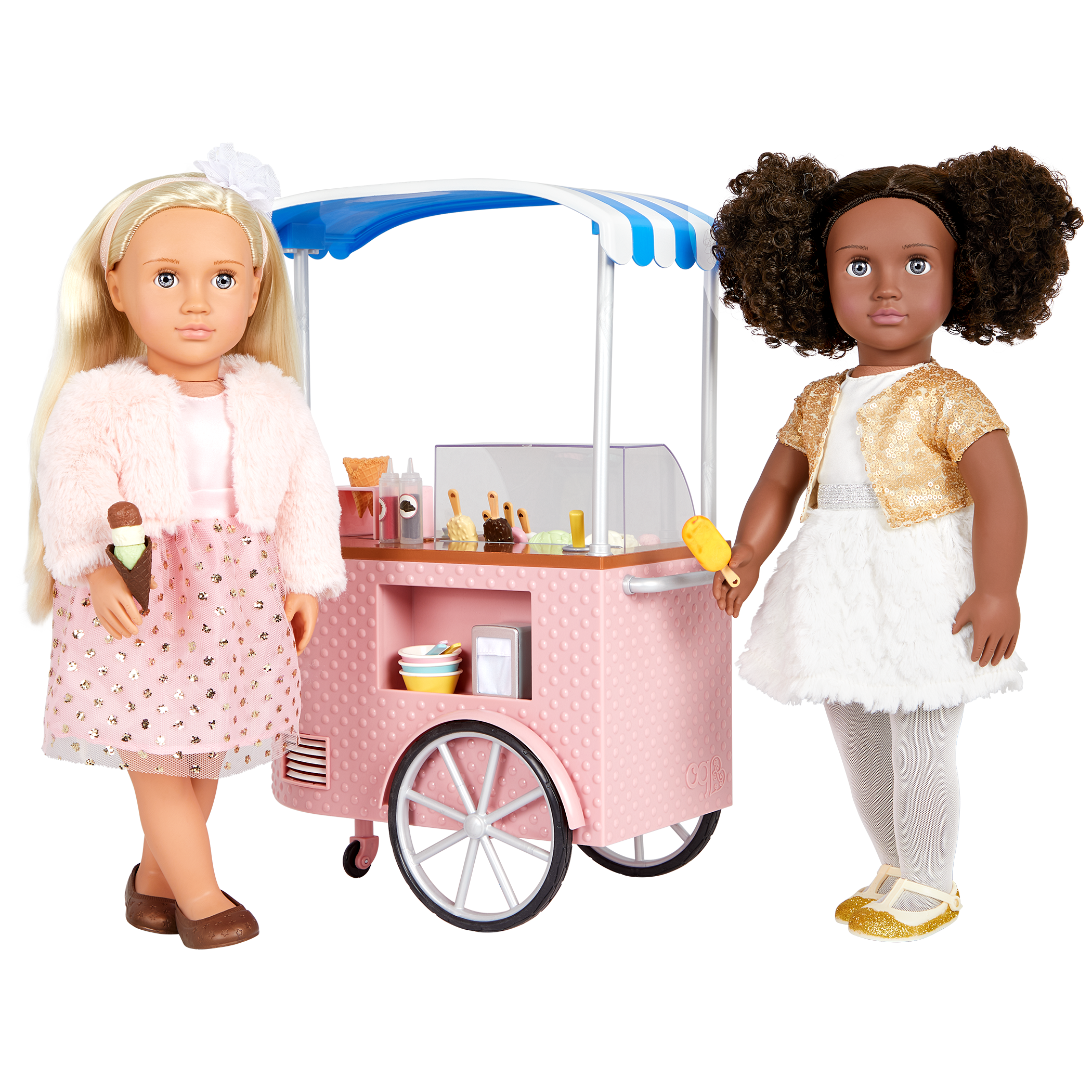 18-inch doll with ice cream cart playset