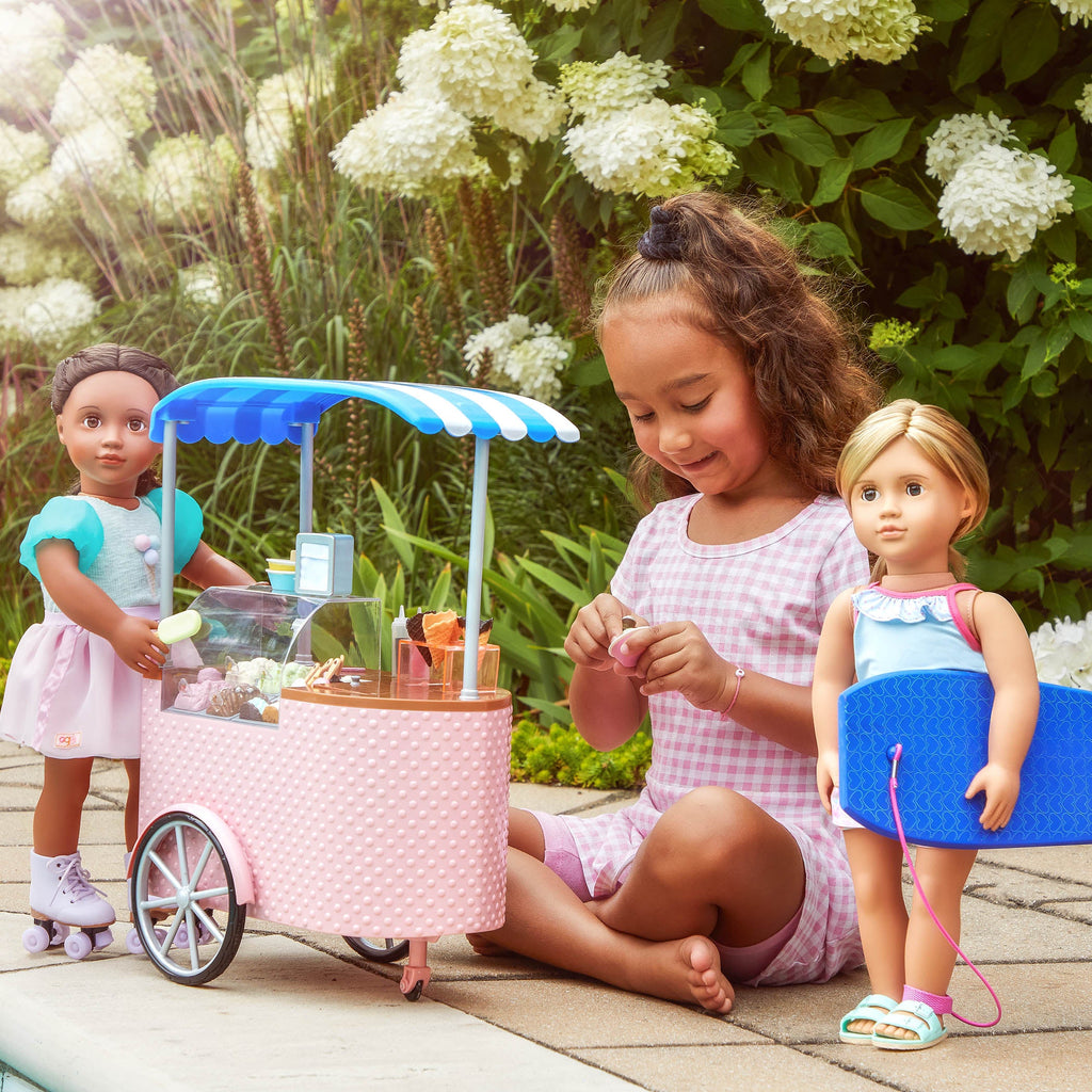 18-inch dolls with ice cream cart playset