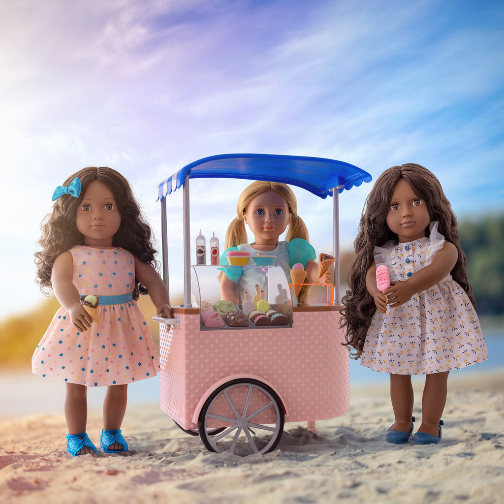 18-inch doll with ice cream cart playset